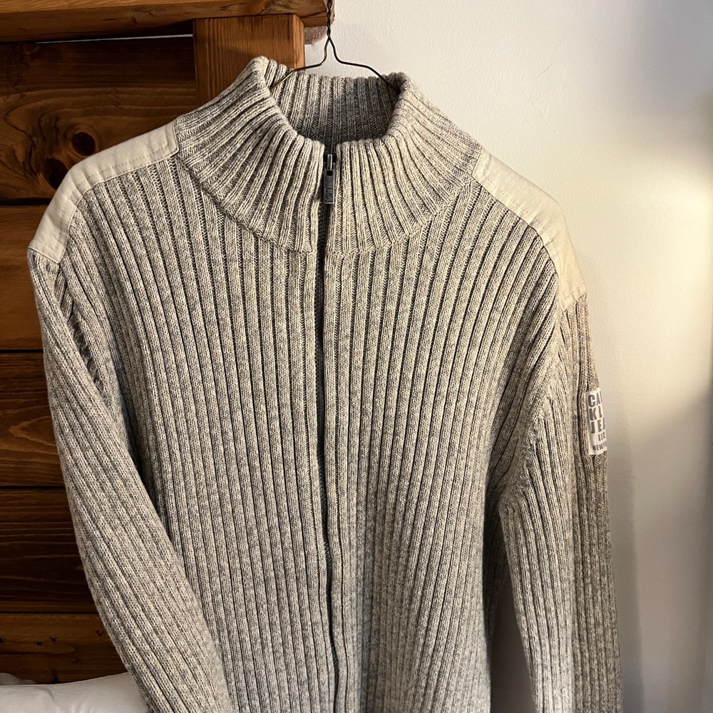 Calvin Klein Jeans Gray Zip Up Sweater